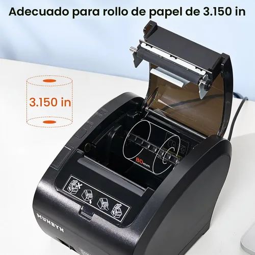 Vista 7 de MUNBYN Bluetooth Impresora térmica de recibos 3.150 in Blanco USB Serial Ethernet Compatible with Android Windows PC and iOS, does not Support