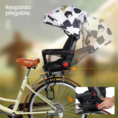 Vista 3 de Asiento trasero de bicicleta para niños con respaldo grueso, asiento trasero de bicicleta para niños de 2 a 8 años, talla única (negro, a)