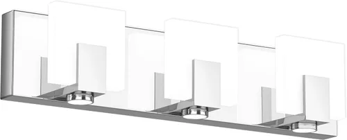 Vista 23 de SOLFART Lámpara de baño cromada de 3 luces, luz de tocador sobre el espejo, lámparas LED modernas, 5 colores de temperatura ajustable moderna