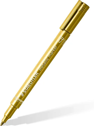Vista 2 de STAEDTLER 8323-S BK3 Pack of Gold and Silver Metallic Pens and a White Marker Pen