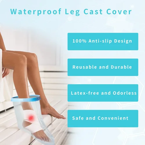 Vista 5 de SUPERNIGHT Funda impermeable para pies para ducha y baño, reutilizable, adulto Sellado hermético, protege las heridas de pies