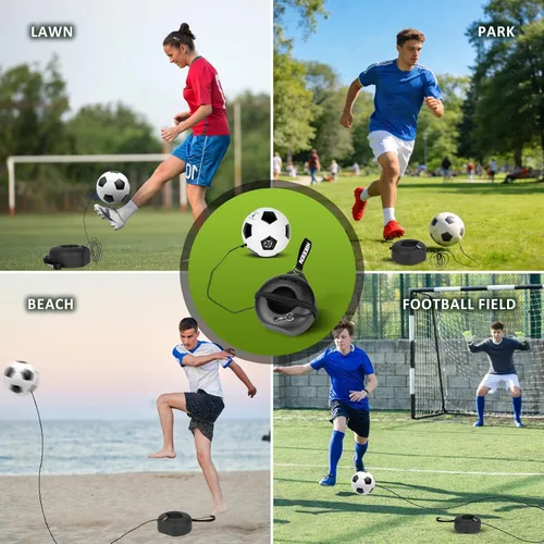 Vista 5 de Hikeen Juego de entrenamiento de fútbol con base de metal, equipo de entrenamiento individual portátil con pelota de rebote, regalo popular
