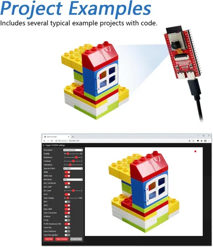 Vista 4 de Freenove Placa ESP32-S3 ESP32 S3 CAM (flash de 16 MB), microcontrolador de doble núcleo de 32 bits a 240 MHz, cámara a bordo inalámbrica, código