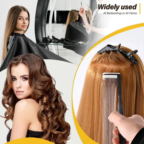 Vista 7 de Gomake Kit de herramientas de extensión de cabello con cinta adhesiva de superficie plana de acero inoxidable, pinzas de sujeción de sellado