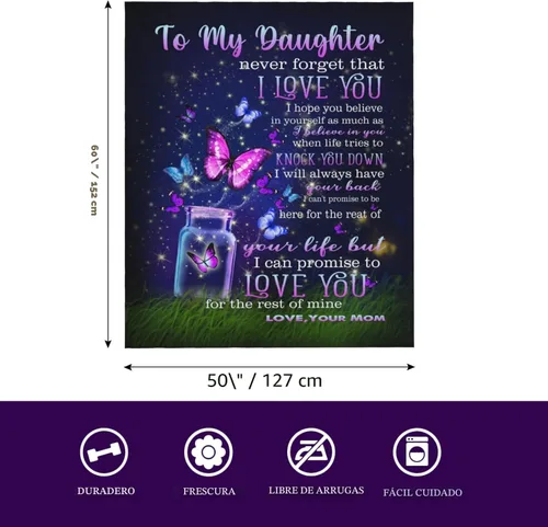 Vista 3 de Regalos para Mi Hija de Mamá, Regalos para Mi Hija Manta de Mamá, Mantas para Hija, Cumpleaños Aniversario Graduación