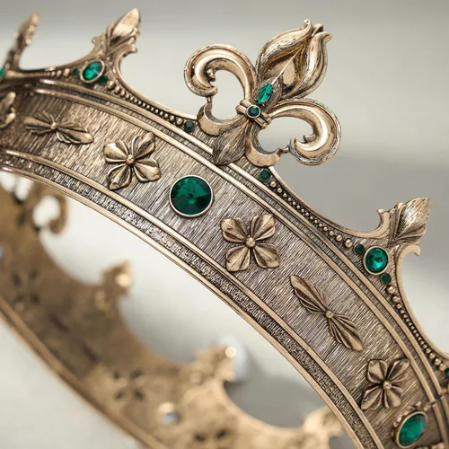 Vista 6 de SWEETV King Crown, Medieval Crown for Men, Men's Headband Prince Estilo 2: oro+verde