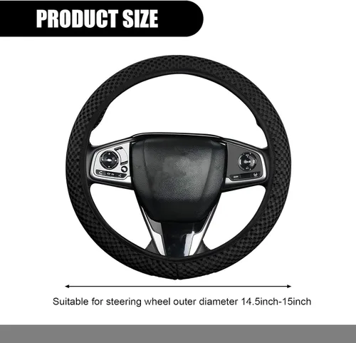 Vista 2 de Tesnaao Pack-1 Funda para volante de coche, malla de masaje 3D de seda de hielo transpirable sin anillo interior, protector antideslizante de agarre