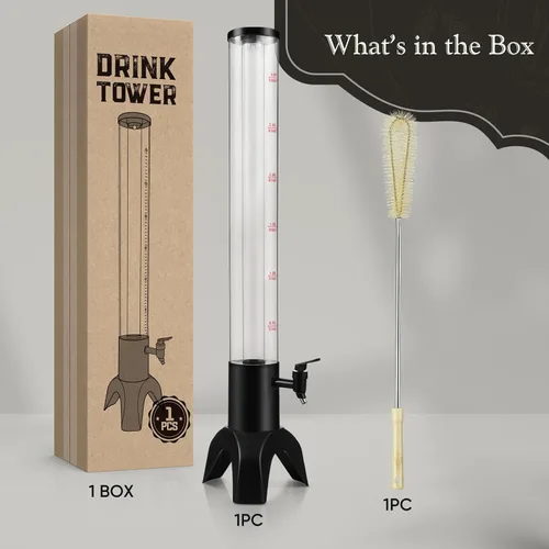 Vista 8 de Mimosa Tower, dispensador de torre de bebidas de 100 oz/3 L con tubo de hielo y luz LED, dispensador de cerveza de mesa (1 unidad)