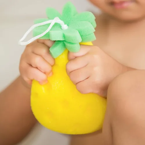Vista 3 de Esponja de ducha con forma de piña para todos, bebés, niños y niños pequeños (piña)