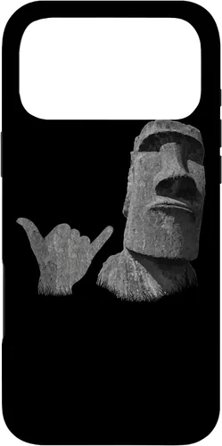 Vista 22 de Funny Easter Island Rapa NUI Moai Statue Surfer Shaka Sign Case for iPhone 16