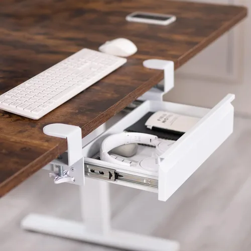 Vista 8 de VIVO DESK-AC03C-W - Cajón deslizante extraíble de 16 pulgadas sin carcasa para escritorio de oficina, organizador de almacenamiento para estación