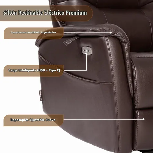 Vista 7 de EONIX Silla reclinable de pared con doble motor para ancianos, color marrón Marrón oscuro