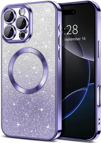 Vista 18 de Hython Funda para iPhone 13 Pro transparente con purpurina magnética [compatible con MagSafe] Protector completo de lente de cámara delgado