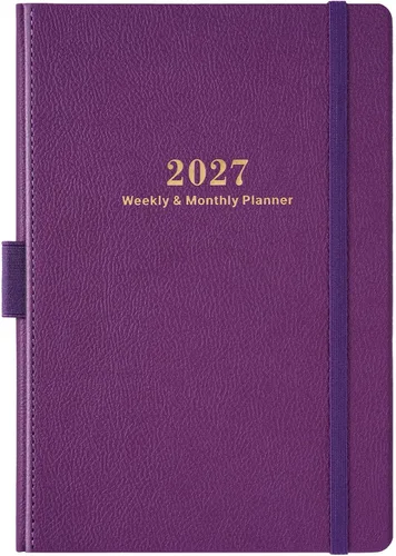 Vista 25 de Agenda 2027 – Agenda semanal mensual 2027 con calcomanías Negro