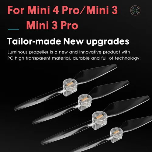 Vista 3 de Mini 4/3 hélices de repuesto de luces LED de repuesto para DJI Mini 3/4 Fly More Combo Plus Drone (2 pares)