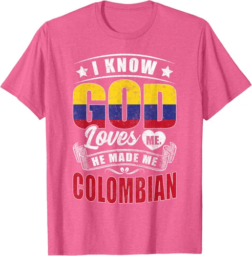 Vista 24 de Camiseta Colombia Flag God Loves Me Funny Colombians, Negro