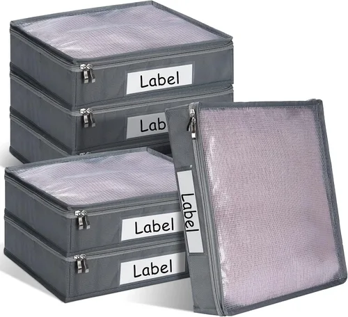 Vista 8 de Panelee 6 bolsas de almacenamiento de suéter de 14 x 12 x 3 pulgadas, organizador de suéter con cremallera de fácil deslizamiento, organizador