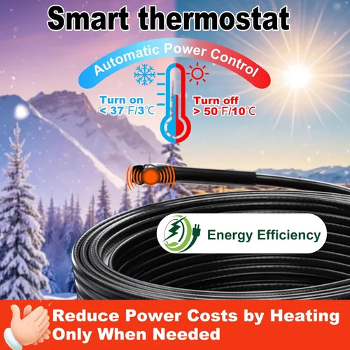 Vista 3 de Tubo, cable térmico con termostato Heat It HISD, 6 pies, negro
