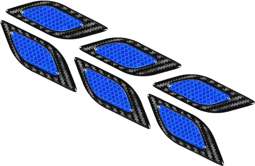 Vista 2 de 6 calcomanías reflectantes para parachoques de coche, color negro y azul Cinta de advertencia de seguridad, decoración de calcomanías