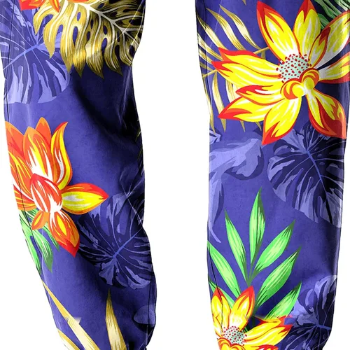 Vista 7 de MYNKYLL Pantalones de primavera y verano para hombre casuales versátiles pintados sueltos talla grande a la moda bolsillo para la playa ajuste