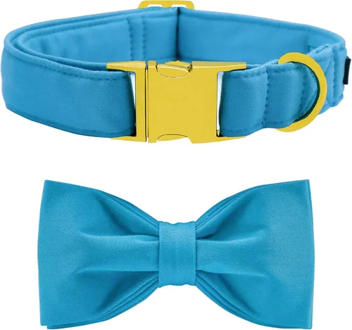 Vista 44 de Collar de perro a cuadros de búfalo amarillo otoñal con pajarita elegante Otoño-Lazo-Cuadros Amarillo
