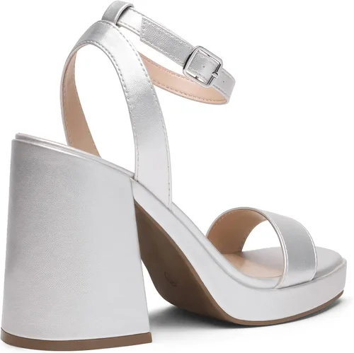 Vista 3 de DREAM PAIRS Tacones para mujer, plataforma gruesa, tacón alto, puntera abierta, moda, boda, fiesta, noche, baile, correa de tobillo, zapatos de tacón