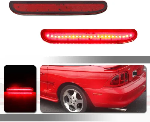 Vista 9 de Para 1994 1995 1996 1997 1998 Ford Mustang Parachoques Trasero Lateral Luces de Marcador Claro Lente Rojo Led Lámpara Luces LED rojas de lente