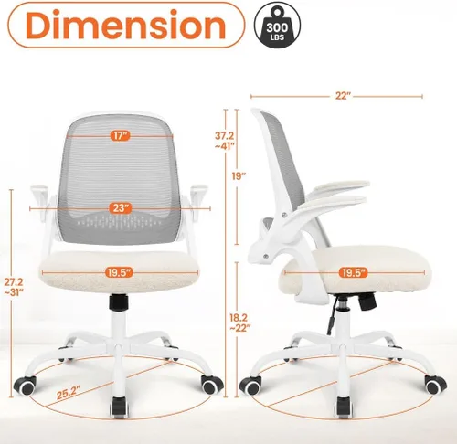 Vista 2 de NEO CHAIR Silla de oficina para computadora, silla de escritorio ergonómica para juegos, cómoda malla con brazos abatibles, soporte lumbar, ruedas