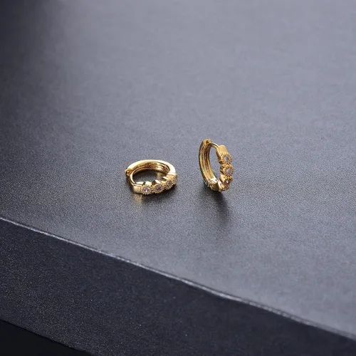 Vista 4 de Aretes de aro pequeños chapados en oro de 14 quilates, hipoalergénicos, minimalistas