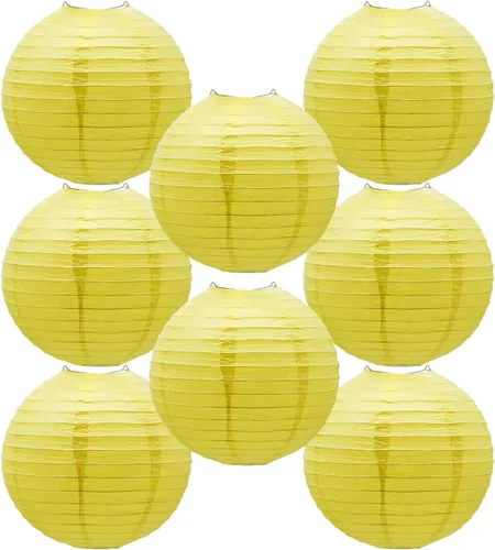 Vista 28 de Linternas de papel doradas chinas, japonesas, colgantes, redondas, para decoración de fiesta de Año Nuevo y Año Nuevo Lunar (12 unidades)