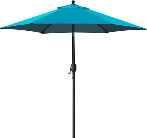 Vista 8 de Sunnyglade Sombrilla de Patio de 7.5 Pies para Exteriores, Sombrilla de Mesa de Mercado con Botón de Presión de Inclinación/Manivela, 6 Varillas