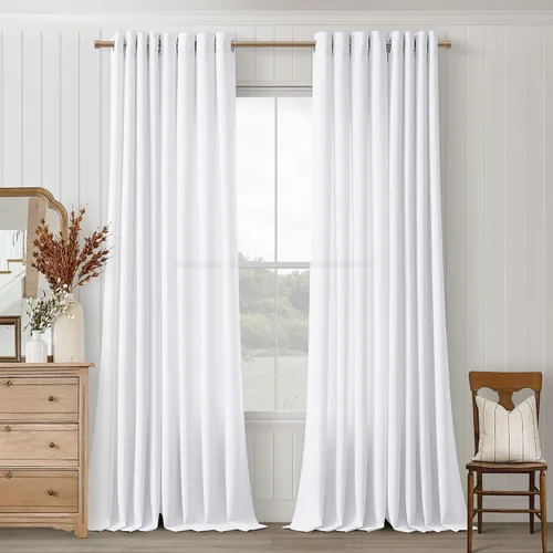 Vista 35 de Cortinas de avena con ojales DUKIYO de 96 pulgadas de largo para sala de estar, comedor, juego de 2 paneles, cortinas de arena y beige