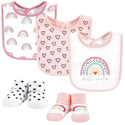 Vista 28 de Hudson Baby Conjunto de babero y calcetines unisex de algodón para bebé, Tamaño único Chica Calabaza