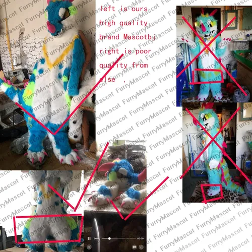 Vista 3 de FurryWu Studio Japón Kemono Kawaii Purple Husky Fursuit Adolescente Disfraces Caribou Completo Peludo Traje Fursona Kigurumi Anime, Púrpura