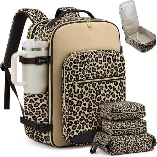 Vista 18 de LOVEVOOK Mochila de viaje para llevar a bordo, Mochilas de viaje 1 negro-marrón