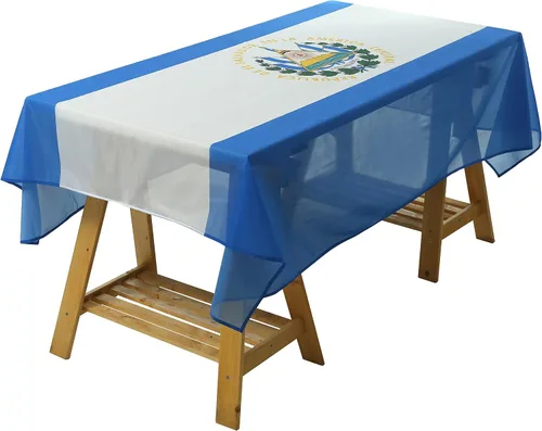 Vista 2 de MSFHHA Mantel rectangular con bandera salvadoreña de El Salvador, resistente a la decoloración, lavable, apto para cocina, comedor, reuniones