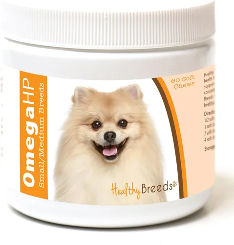 Vista 211 de Healthy Breeds Affenpinscher Omega HP - Masticables suaves para piel y pelaje, 60