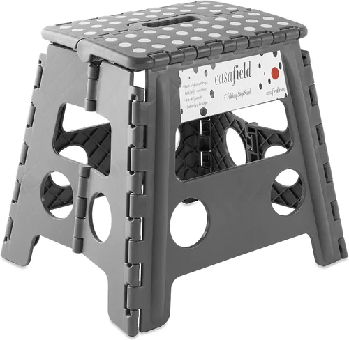 Vista 23 de Casafield Taburete plegable de 9 pulgadas con asa, negro, portátil, plegable, pequeño taburete de plástico para niños y adultos, uso en la cocina