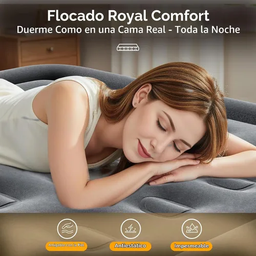 Vista 2 de VOSSER Colchón de aire matrimonial con bomba integrada, colchón autoinflable en 3 minutos, colchón inflable elevado de 18 pulgadas, cama de aire
