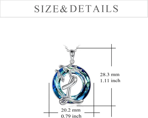 Vista 3 de WTENIY Collar de árbol de la vida, regalos para mujer, plata de ley 925 con letra inicial A-Z, colgante de árbol genealógico, joyería de cristal