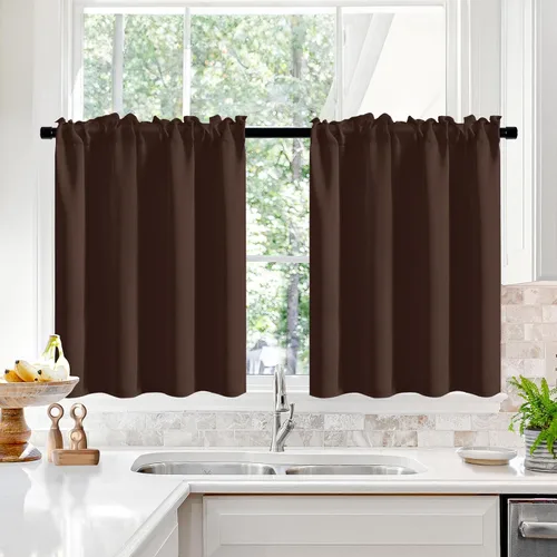 Vista 183 de Deconovo Cortinas opacas, aislamiento térmico, dobladillo para barra, reducción de ruido, certificado Oeko-TEX, cortinas de oscurecimiento
