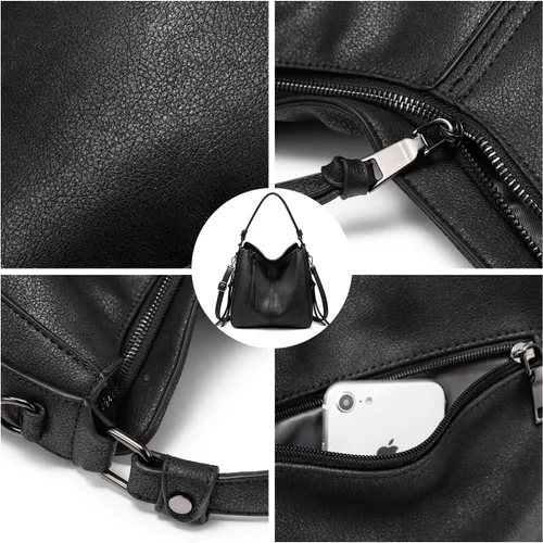 Vista 5 de Bolsas de diseñador de estilo hobo para mujer, grandes y de cuero sintético, formato tipo cubeta
