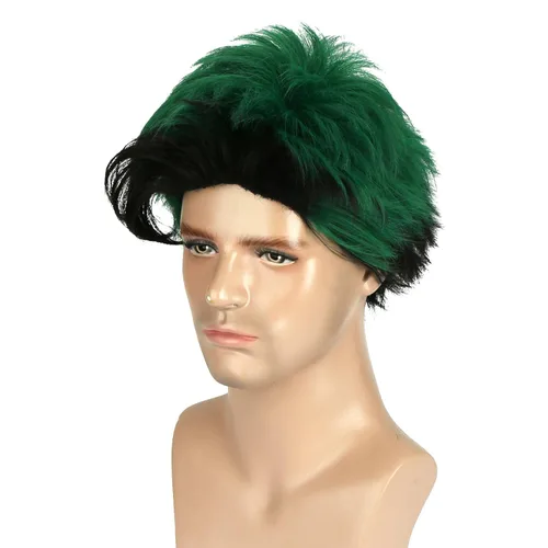 Vista 8 de Peluca corta BERON para hombre y chico, para fiesta temática, peluca con gorro de peluca Marrón claro