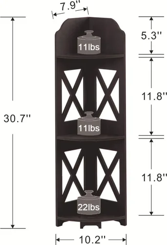 Vista 6 de TuoxinEM - Mesa de esquina perfecta para espacios pequeños, estante de baño de esquina ideal para almacenamiento de papel higiénico, color negro