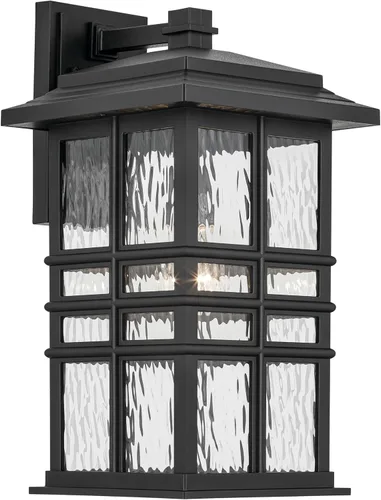 Vista 14 de Kichler Beacon 49829BKT - Lámpara de pared cuadrada de 12 pulgadas para exteriores con cristal martillado transparente en negro texturizado