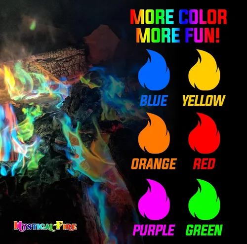 Vista 4 de Mystical Fire Paquetes de cambio de color para fogatas, chimeneas o campamentos, mágicos y duraderos, multicolores, diversión familiar
