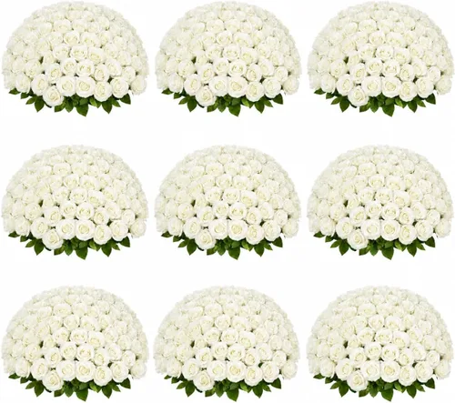 Vista 9 de [Usado] 50 flores artificiales de rosas blancas Beige