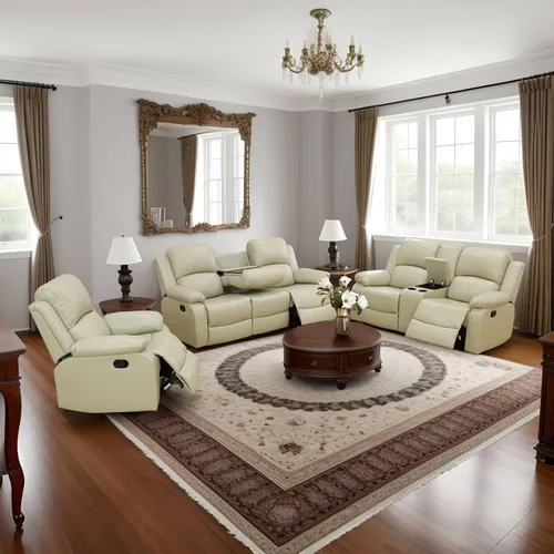 Vista 53 de Conjunto de sofá para sala de Estar, sillón reclinable de cuero transpirable, sofá de 3 plazas para cine en casa con portavasos para apartamento