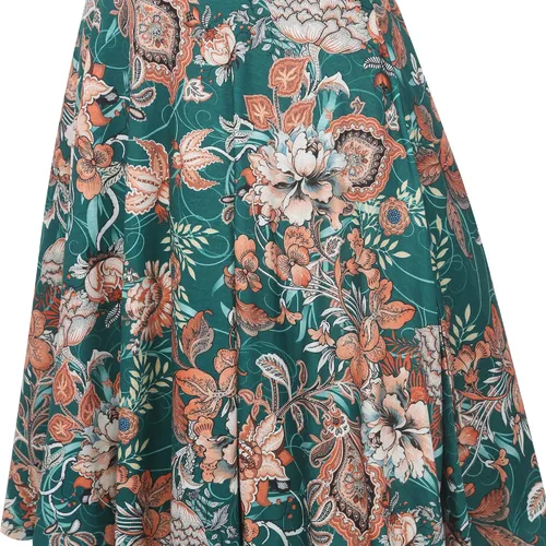 Vista 5 de oxiuly - Vestido casual para mujer con cuello en V, cruzado y con estampado floral, vestido de verano, por debajo de la rodilla, OX233