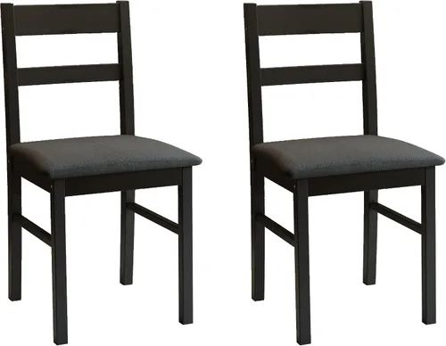 Vista 6 de Juego de 2 sillas de cocina de madera maciza para comedor, cocina y comedor, color negro